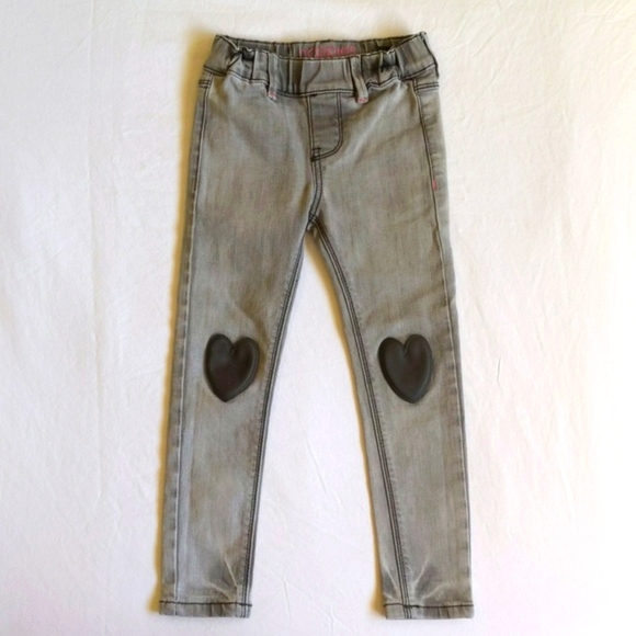 noppies kids faded gray skinny jeans jeggings with heart knee patches size 110 - Picture 1 of 8